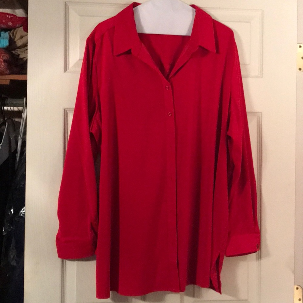 Red button up Dressy Shirt Susan Graver